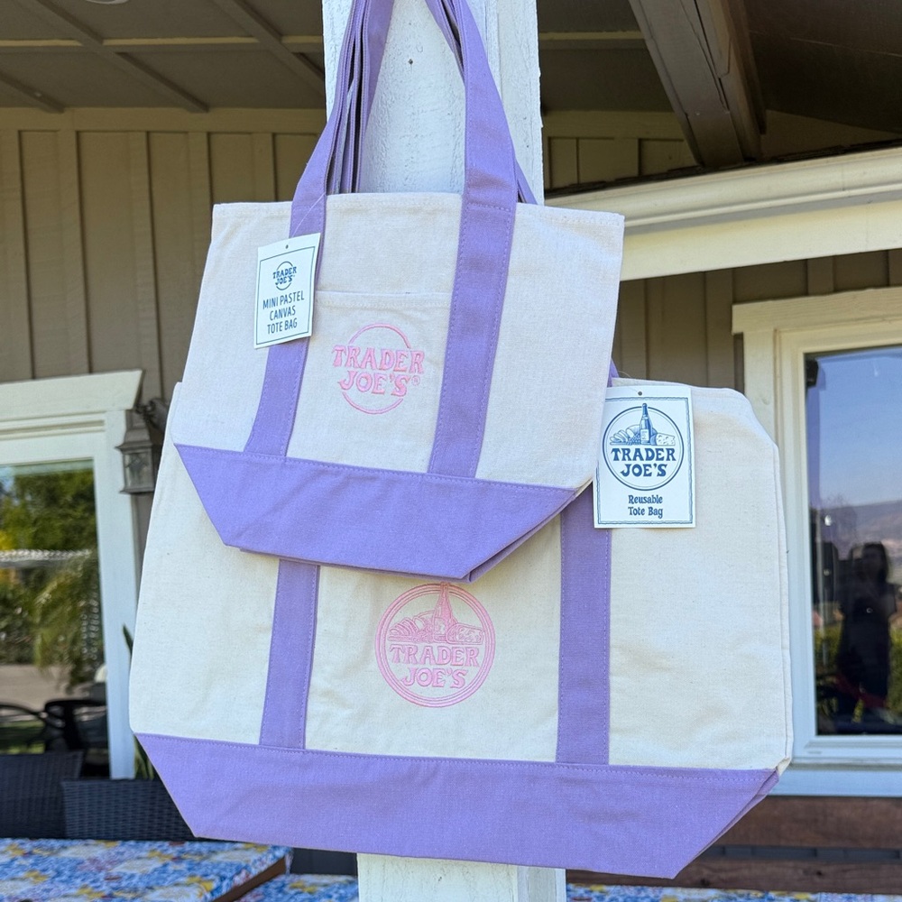 Trader Joe’s viral Lavender Canvas Tote Bags set - Maxi and Mini